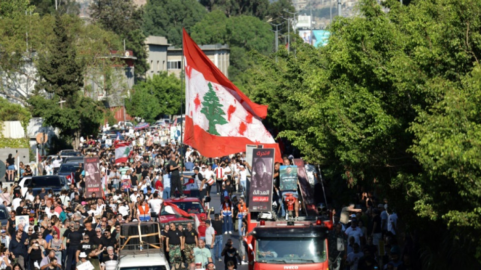 Angeh&ouml;rige von Opfern demonstrieren zu Jahrestag von Hafen-Katastrophe in Beirut