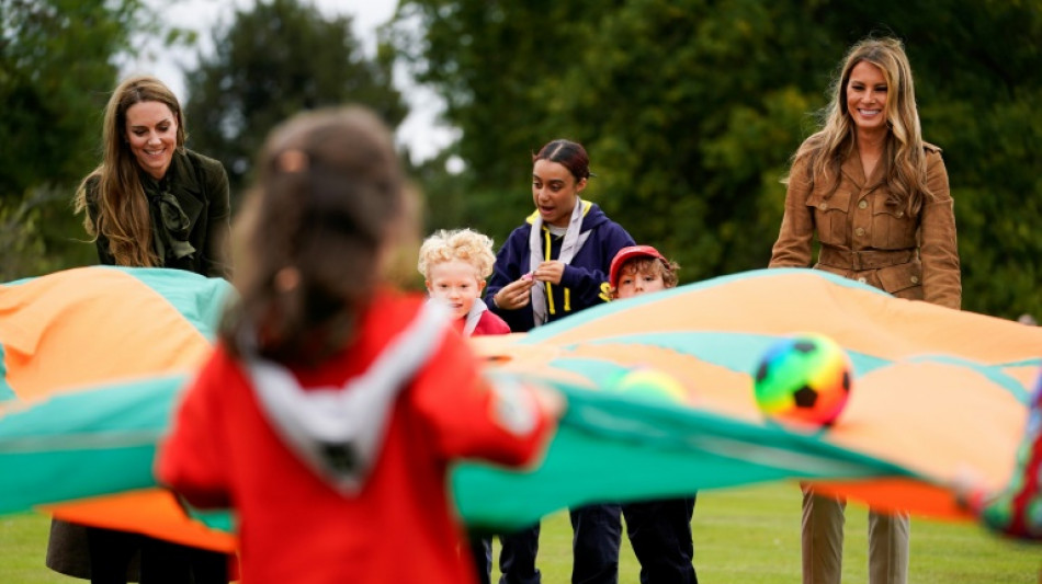 All smiles as Melania and Kate meet kids in first public event