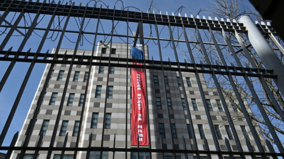 South Korea protests 'Victory' banner hung from Russian embassy