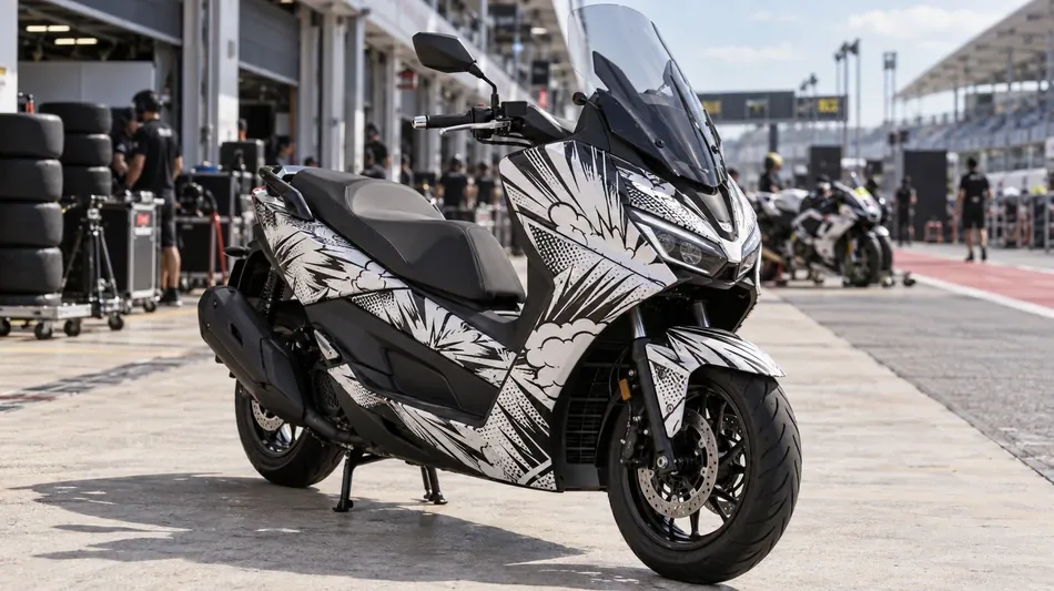 漫画柄のヤマハNMAX、MotoGP日本GPの移動用車両に