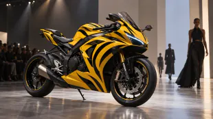 ホンダとオニツカタイガー、黄色の二輪コンセプトを世界初公開