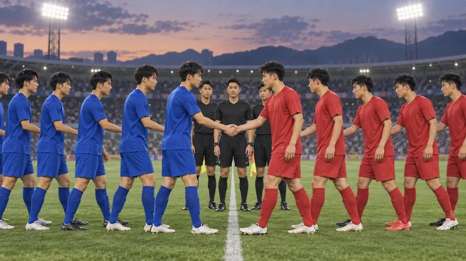 U-21日本と北朝鮮、試合前のハイタッチに注目集まる