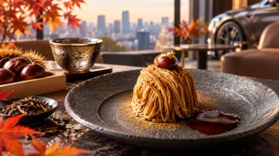 レクサスのカフェ、和栗と焼酎を使った秋限定モンブラン提供